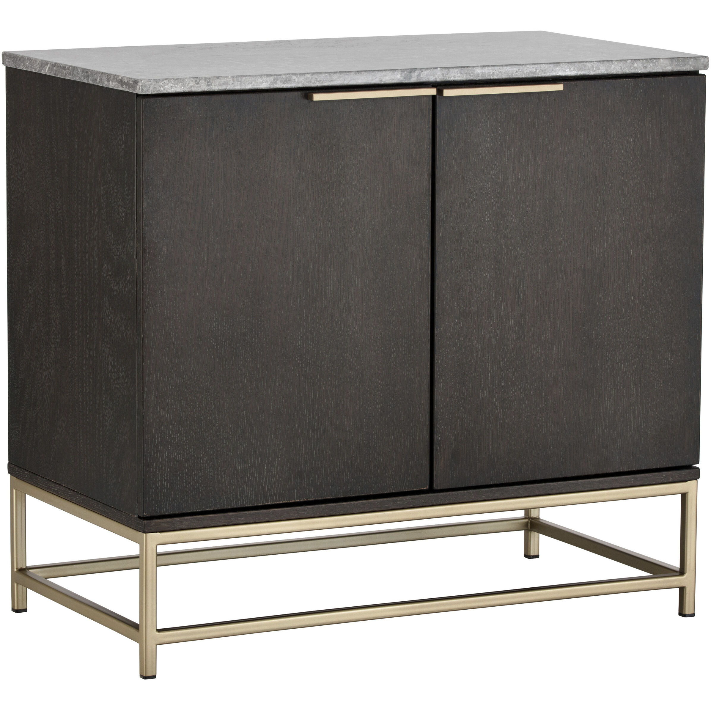 Rebel 35.5 X 19 inch Gold / Grey Marble / Charcoal Grey Sideboard, Small